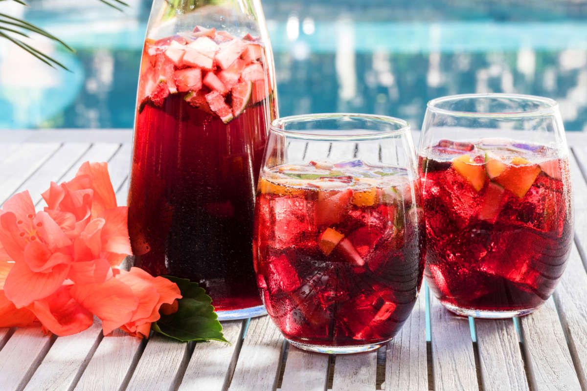 Two Glasses Of Hibiscus Tea Strawberry Sangria