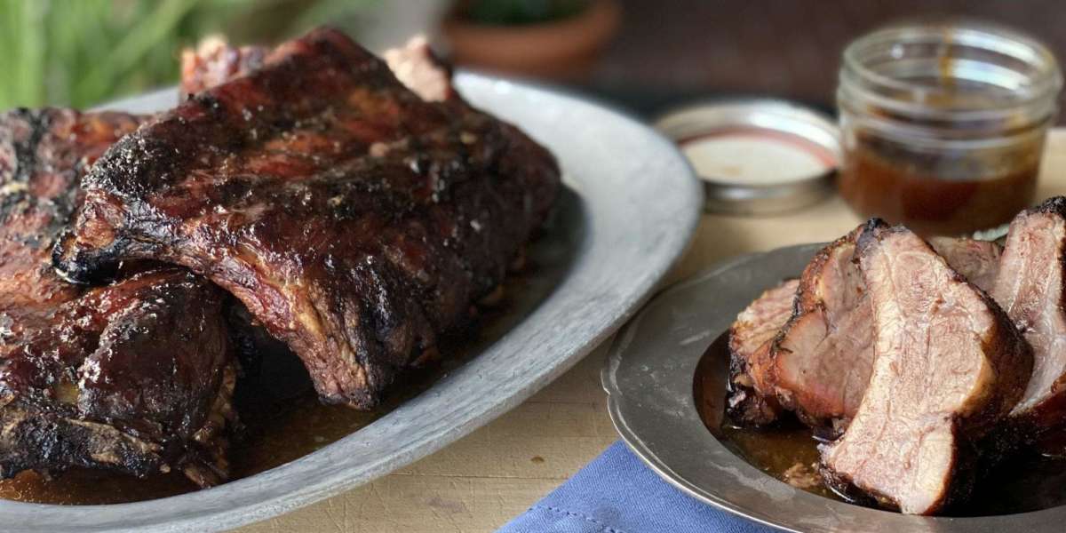 Tea-Brined St. Louis Ribs on a serving platter