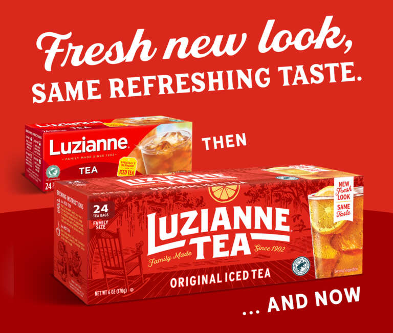 Then and now - old and new Luzianne packages